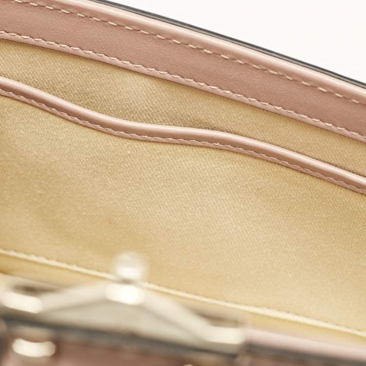 Pre Owned Valentino Beige Leather Small Rockstud Glam Lock Flap Bag