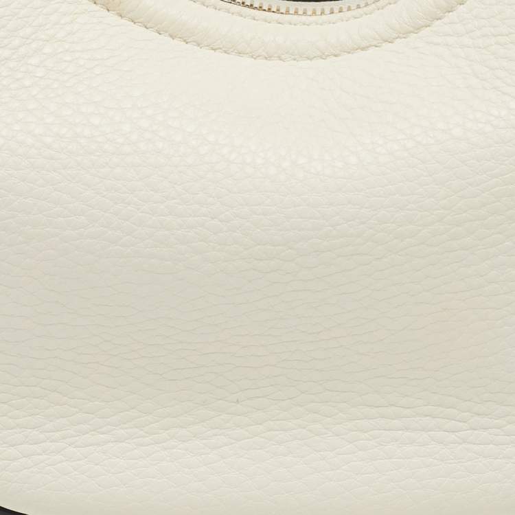 Pre Owned Valentino Off White Leather Small VLogo Moon Hobo