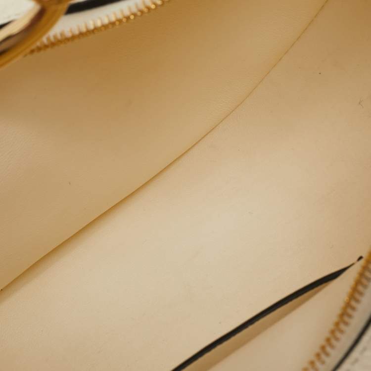 Pre Owned Valentino Off White Leather Small VLogo Moon Hobo