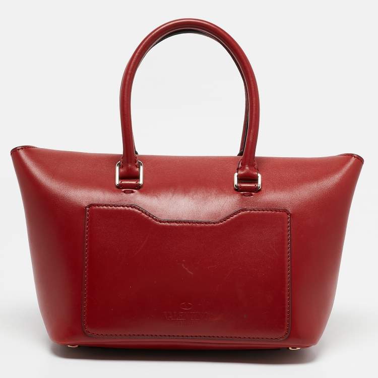 Pre Owned Valentino Red Leather Demilune Tote