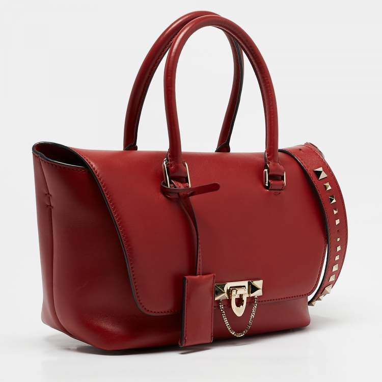 Pre Owned Valentino Red Leather Demilune Tote