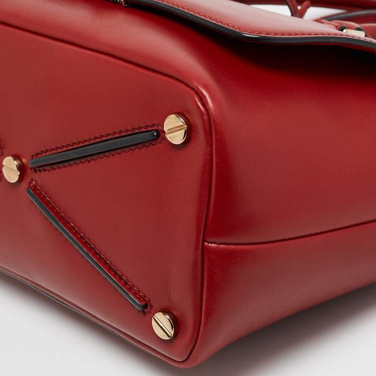 Pre Owned Valentino Red Leather Demilune Tote