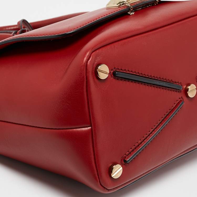 Pre Owned Valentino Red Leather Demilune Tote