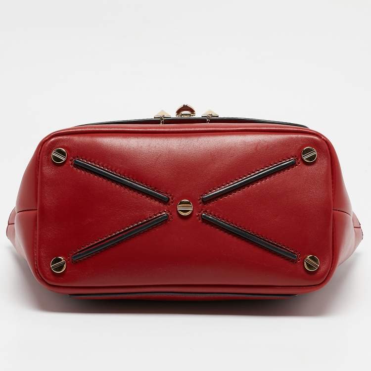 Pre Owned Valentino Red Leather Demilune Tote