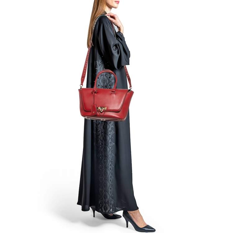 Pre Owned Valentino Red Leather Demilune Tote