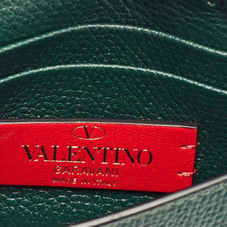 Pre Owned Valentino Dark Green Leather Mini VSling Shoulder Bag