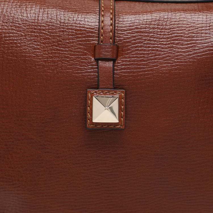 Pre Owned Valentino Brown Leather Roman Stud Satchel