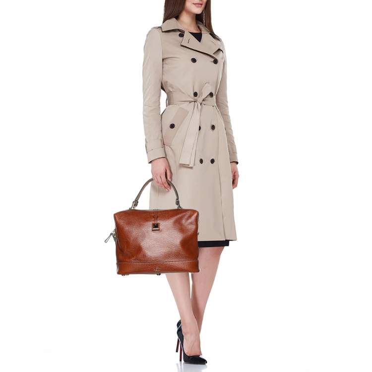 Pre Owned Valentino Brown Leather Roman Stud Satchel