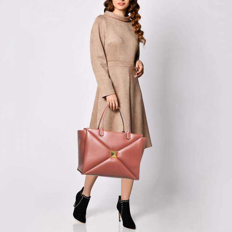 Pre Owned Valentino Brick Red Leather One Stud Tote