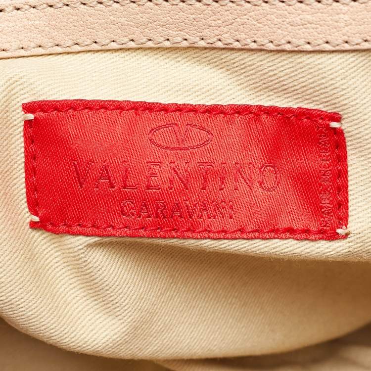 Pre Owned Valentino Beige Leather Urban Lace Embroidered Satchel