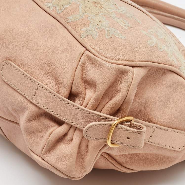 Pre Owned Valentino Beige Leather Urban Lace Embroidered Satchel