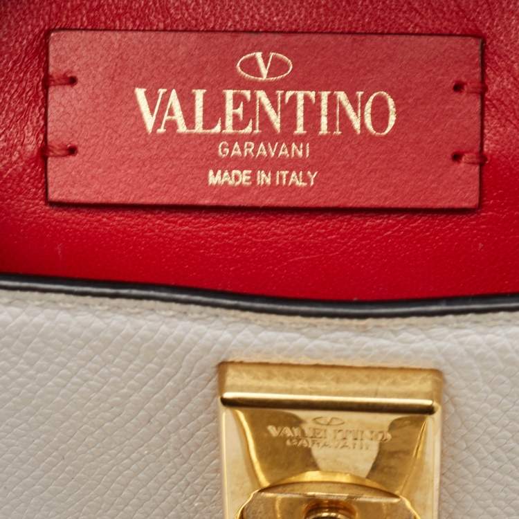 Pre Owned Valentino White Leather Small VSLING Top Handle Bag