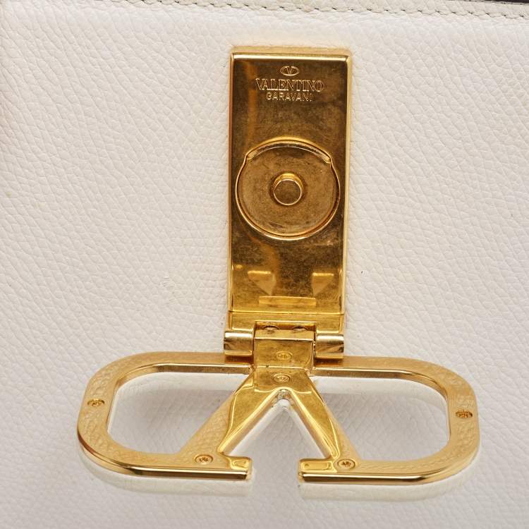 Pre Owned Valentino White Leather Small VSLING Top Handle Bag