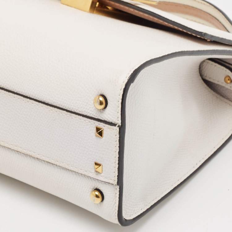 Pre Owned Valentino White Leather Small VSLING Top Handle Bag