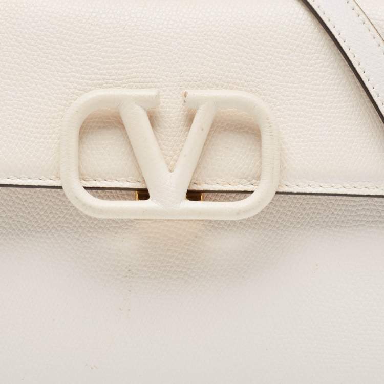 Pre Owned Valentino White Leather Small VSLING Top Handle Bag
