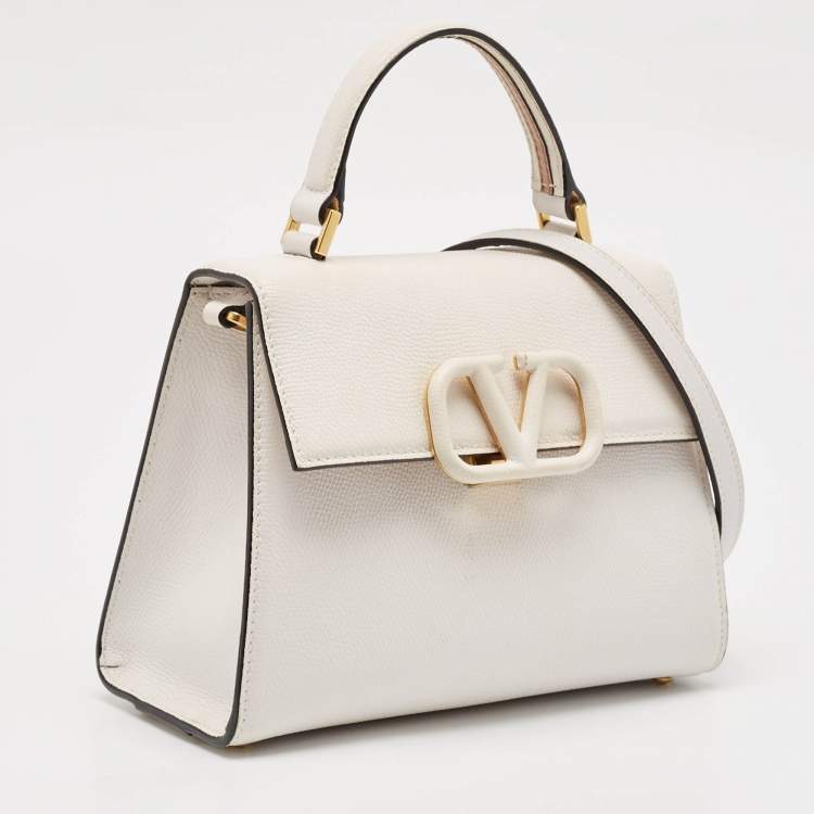Pre Owned Valentino White Leather Small VSLING Top Handle Bag