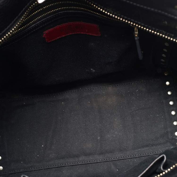 مملوكة مسبقًا Valentino Black Leather Rockstud Trapeze Tote
