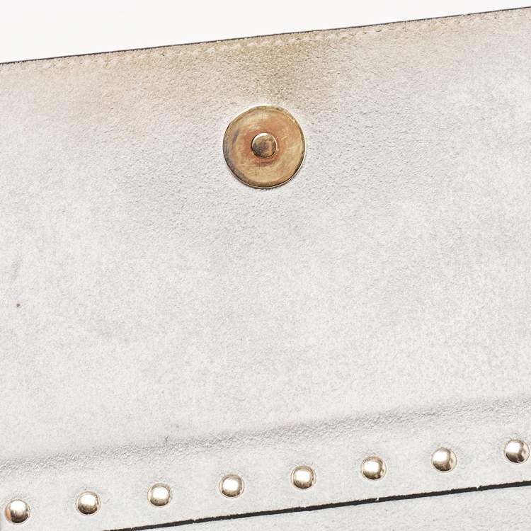Pre Owned Valentino Grey Leather Rockstud Side Slip Crossbody Bag