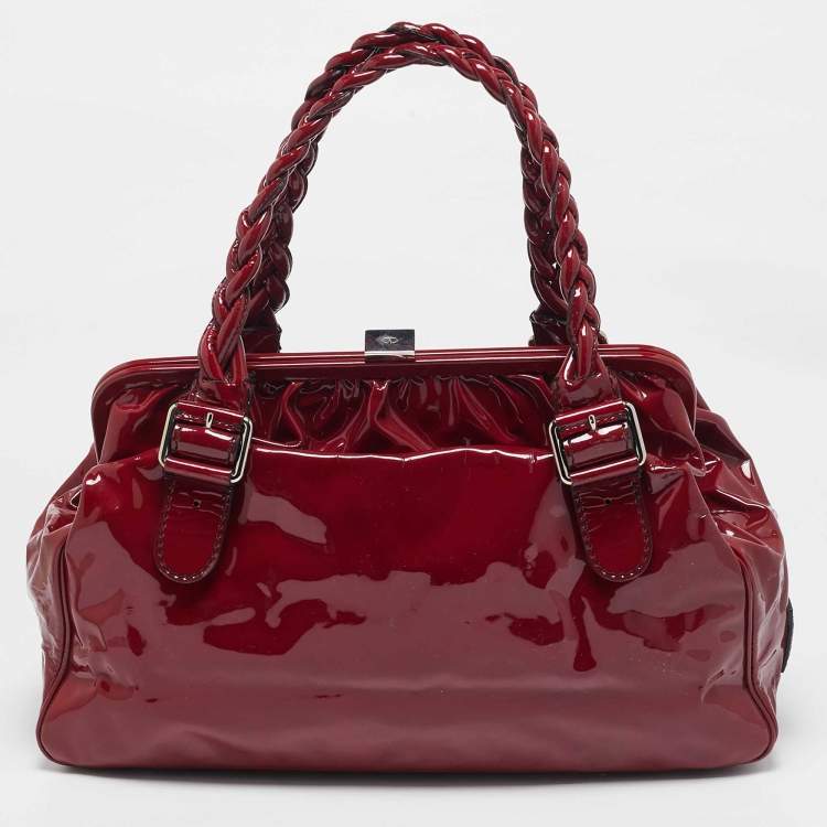 Pre Owned Valentino Red Patent Histoire Framed Bag