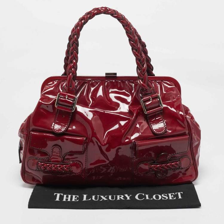 Pre Owned Valentino Red Patent Histoire Framed Bag