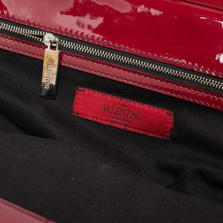 Pre Owned Valentino Red Patent Histoire Framed Bag