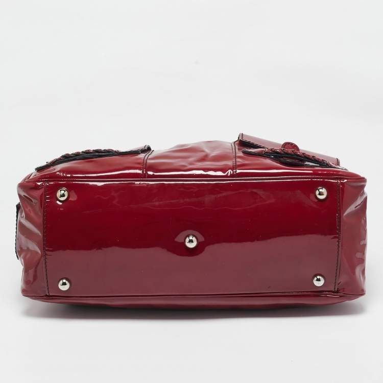 Pre Owned Valentino Red Patent Histoire Framed Bag