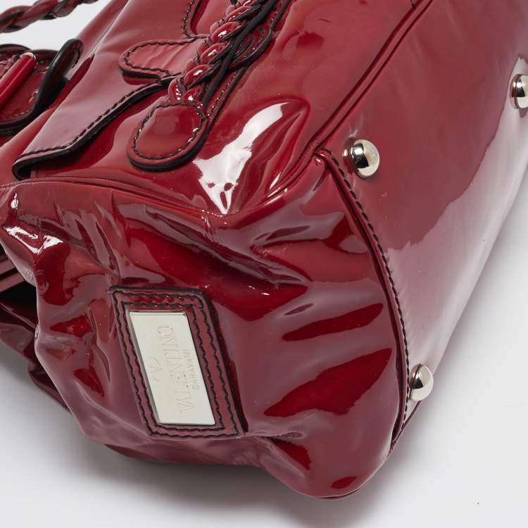 Pre Owned Valentino Red Patent Histoire Framed Bag