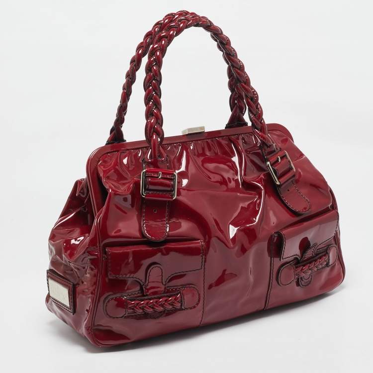 Pre Owned Valentino Red Patent Histoire Framed Bag