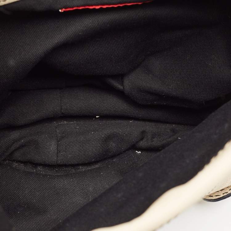 Pre Owned Valentino Cream/Black Leather Catch Hobo