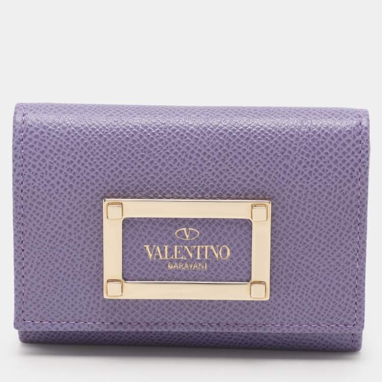 Pre Owned Valentino Purple Leather Card Case