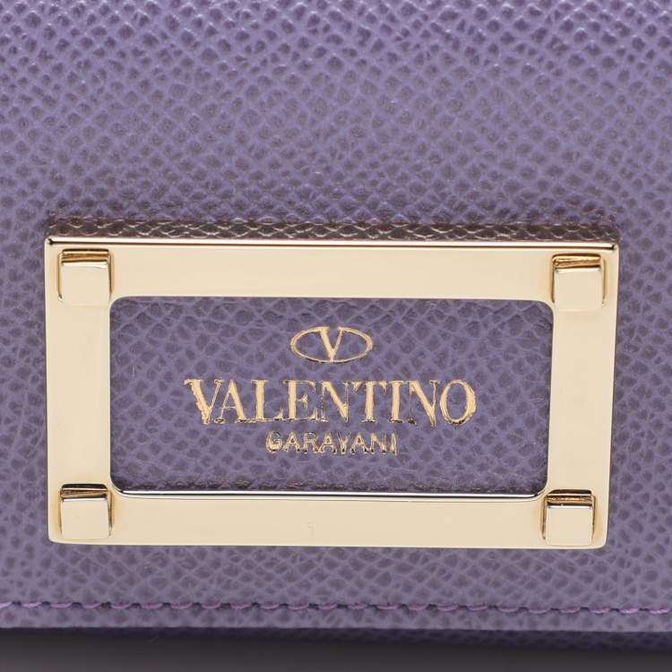 Pre Owned Valentino Purple Leather Card Case