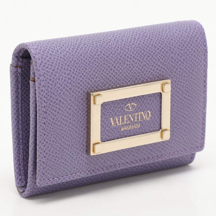 Pre Owned Valentino Purple Leather Card Case