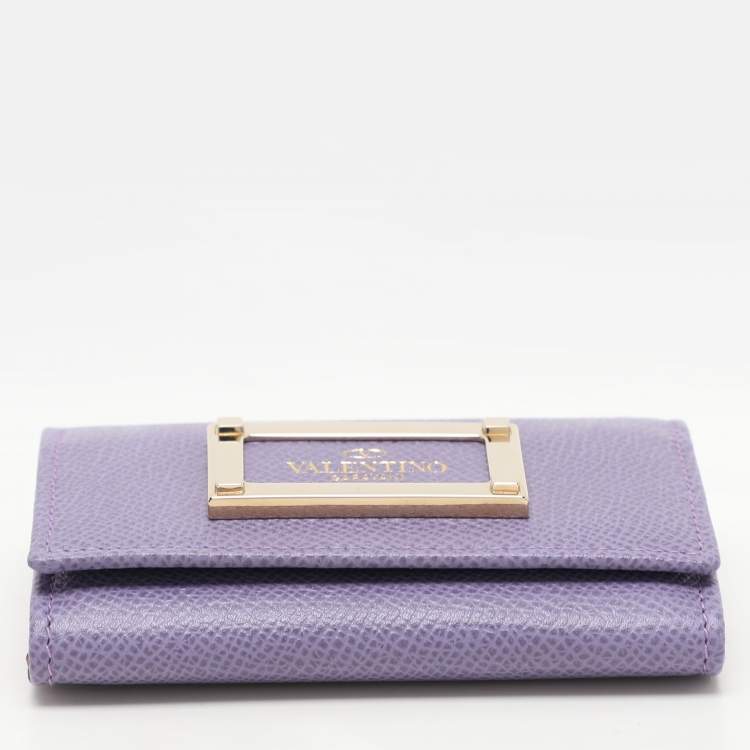 Pre Owned Valentino Purple Leather Card Case