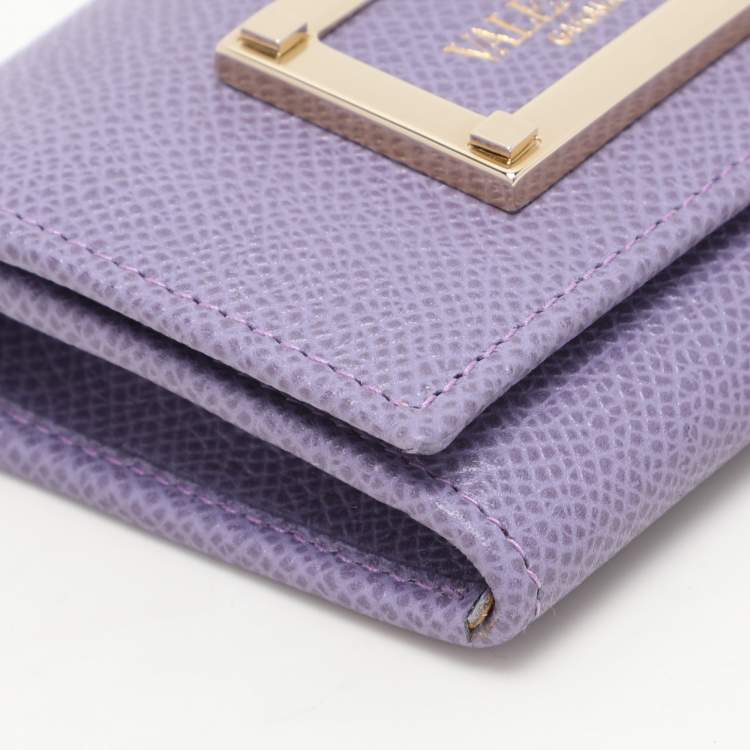 Pre Owned Valentino Purple Leather Card Case
