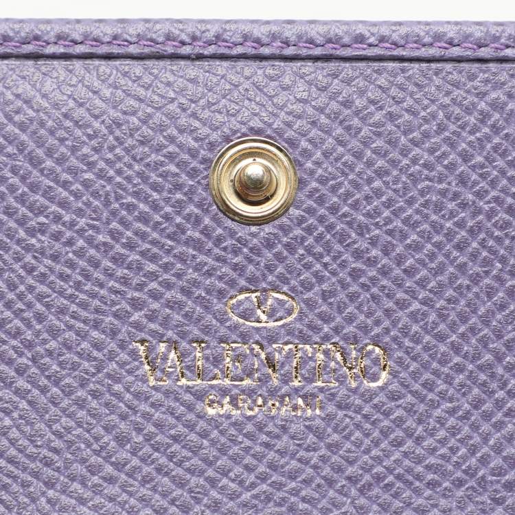 Pre Owned Valentino Purple Leather Card Case