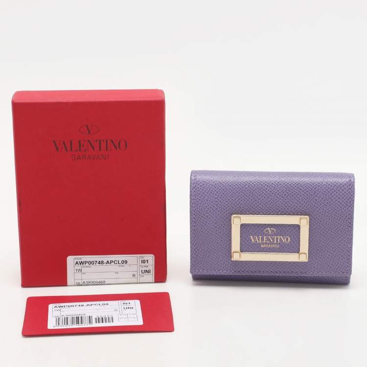 Pre Owned Valentino Purple Leather Card Case