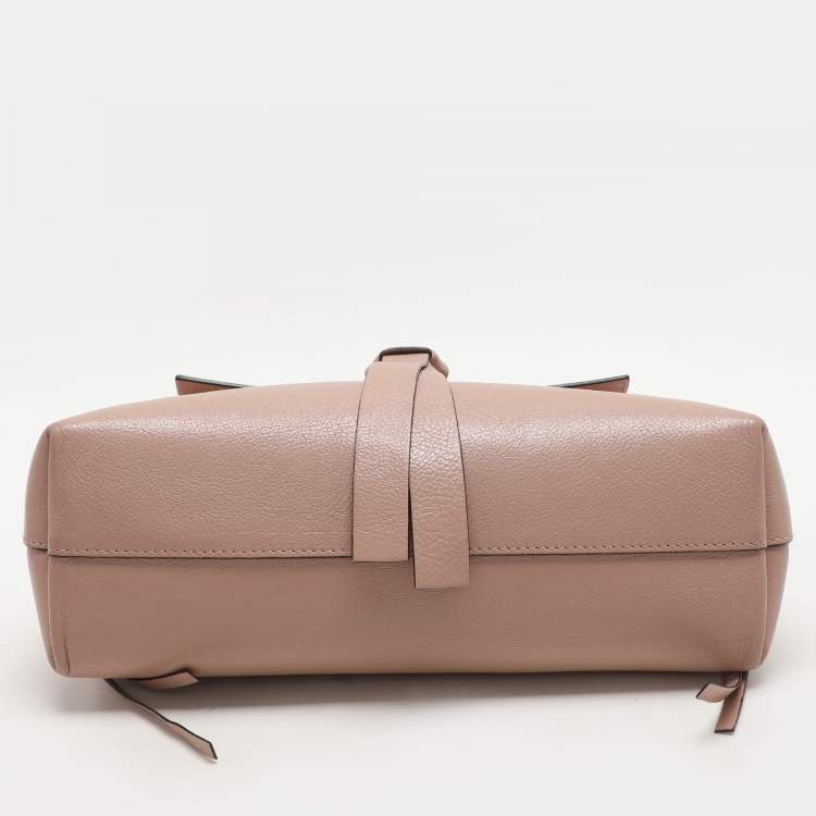 Pre Owned Valentino Rose Cannelle Leather Small VRING Top Handle Bag