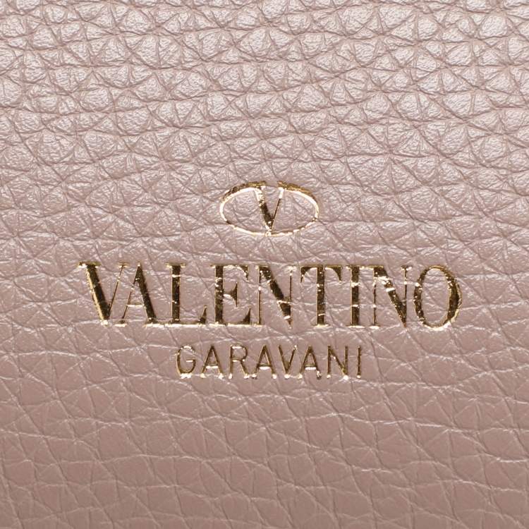 Pre Owned Valentino Beige Leather Rockstud Crossbody Flap Bag