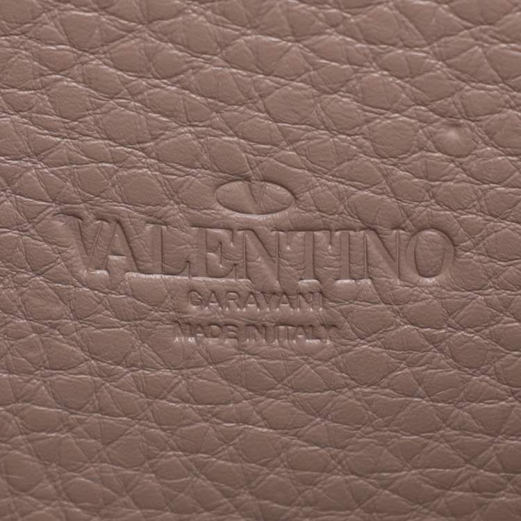 Pre Owned Valentino Beige Leather Rockstud Crossbody Flap Bag