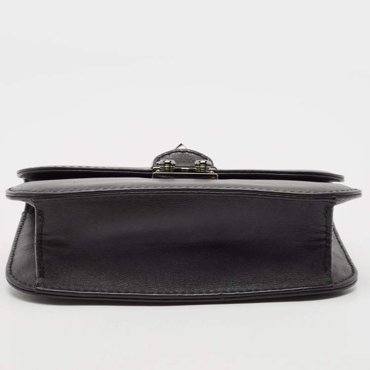 Pre Owned Valentino Black Leather Small Glam Lock Chain Shoulder Bag