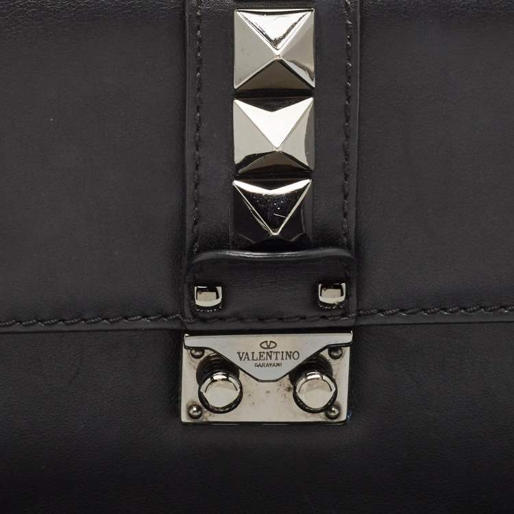 Pre Owned Valentino Black Leather Small Glam Lock Chain Shoulder Bag