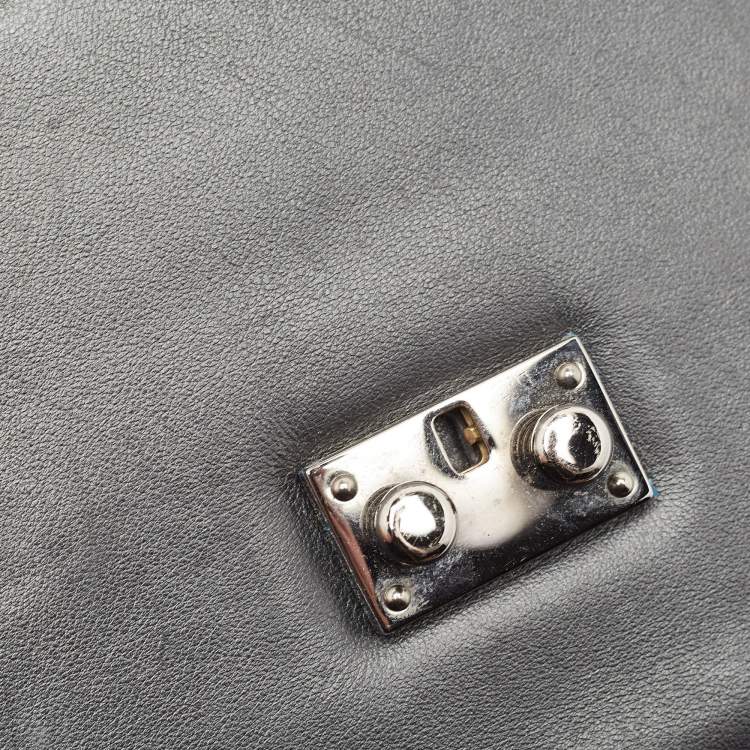 Pre Owned Valentino Black Leather Small Glam Lock Chain Shoulder Bag