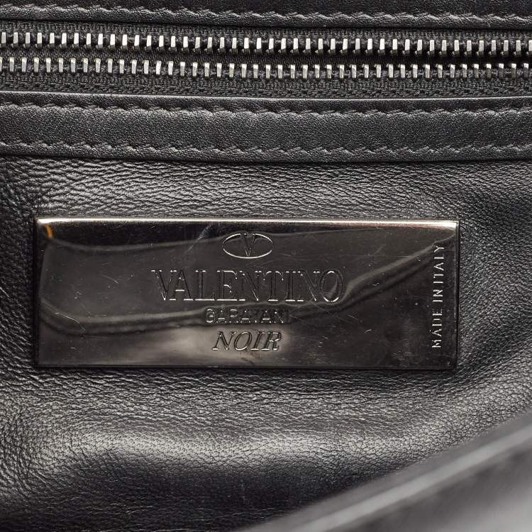 Pre Owned Valentino Black Leather Small Glam Lock Chain Shoulder Bag