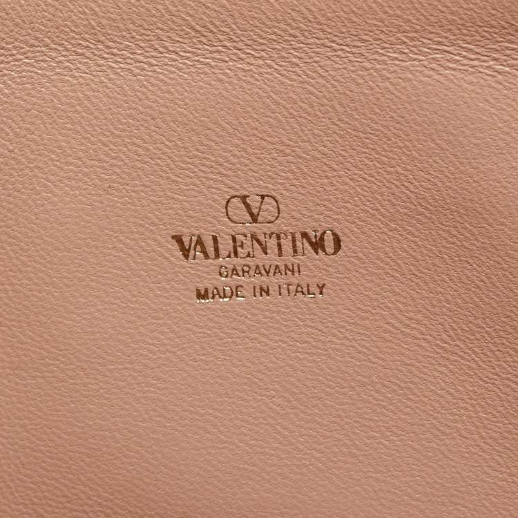 Pre Owned Valentino Beige Leather Mini VLogo Crossbody Bag