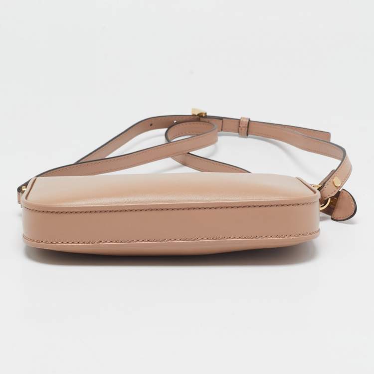 Pre Owned Valentino Beige Leather Mini VLogo Crossbody Bag
