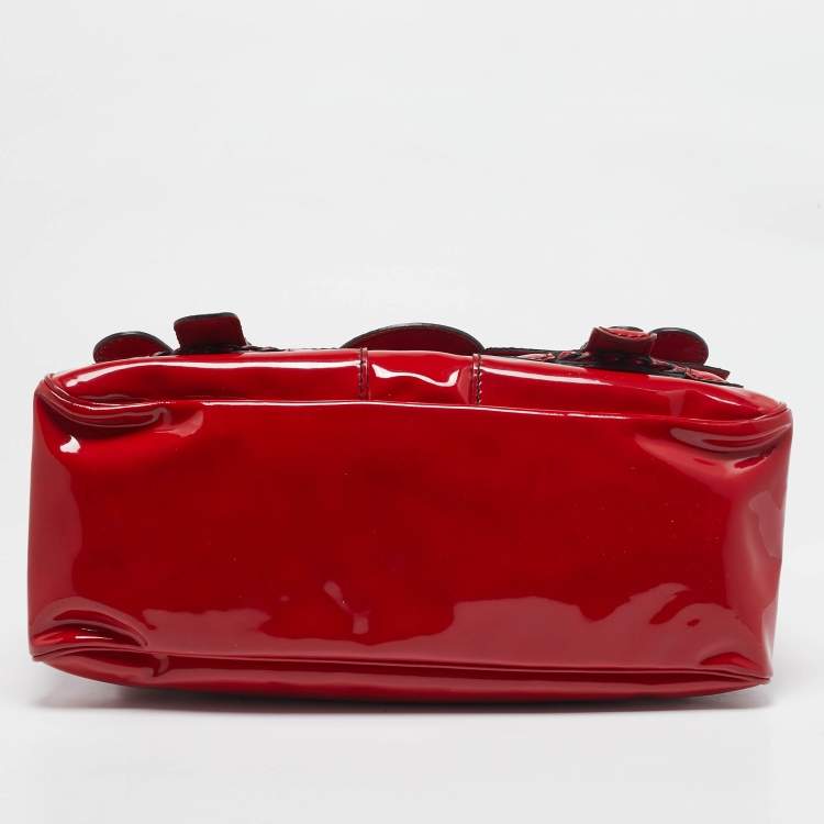 Pre Owned Valentino Red Patent Leather Histoire Satchel
