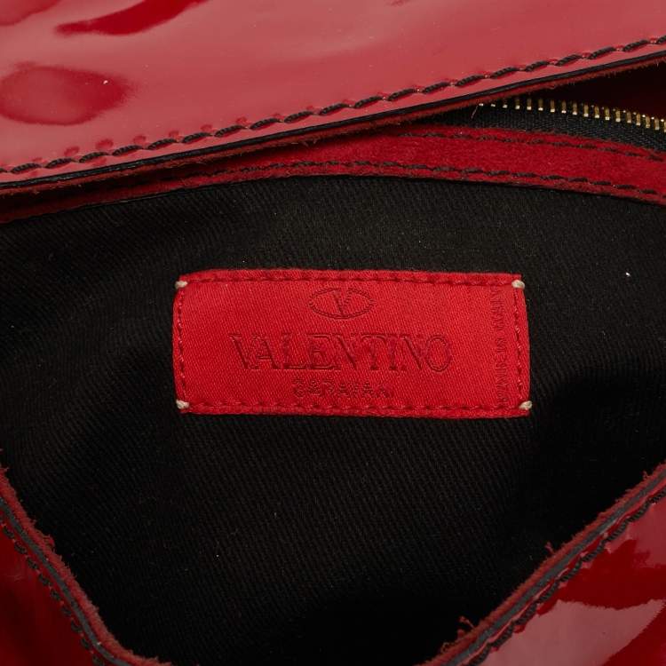 Pre Owned Valentino Red Patent Leather Histoire Satchel