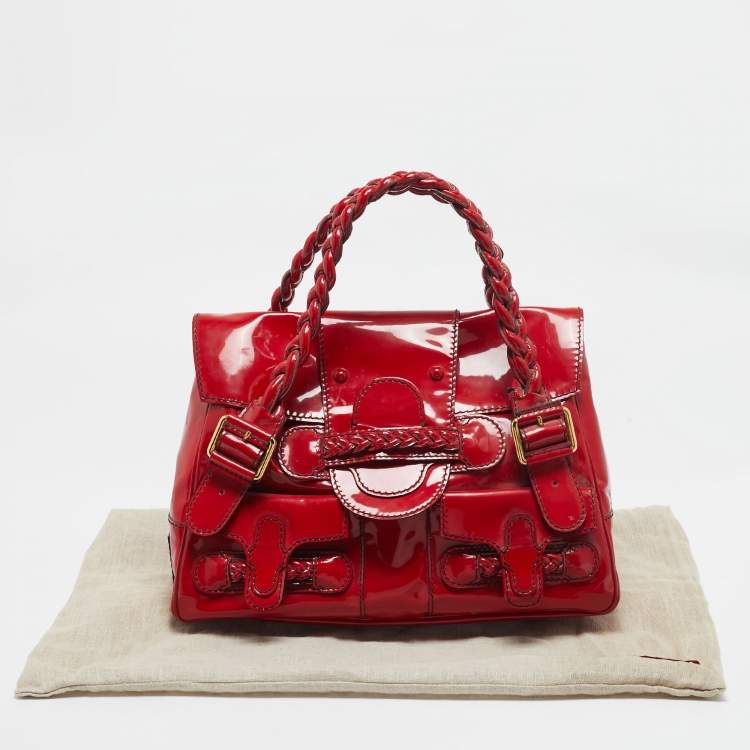 Pre Owned Valentino Red Patent Leather Histoire Satchel