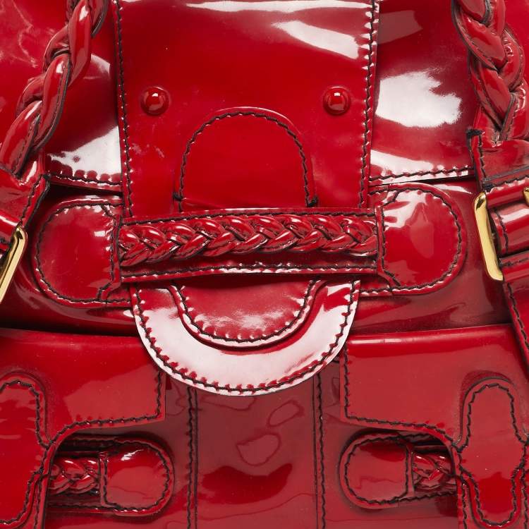 Pre Owned Valentino Red Patent Leather Histoire Satchel