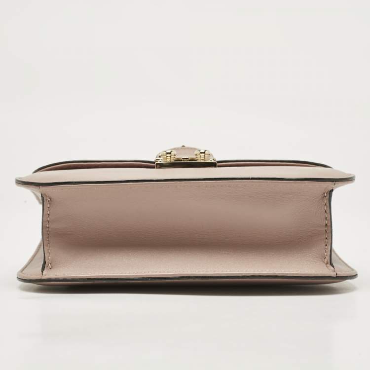 Pre Owned Valentino Beige Leather Small Rockstud Glam Lock Flap Bag